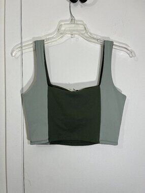 Olive Green Colorblock Crop Top